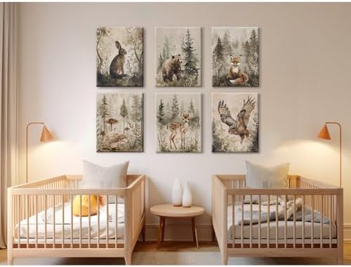 Woodland Animal Wall Art Nursery Canvas Wall Decor Forest Animal Poster Kids - Image 7
