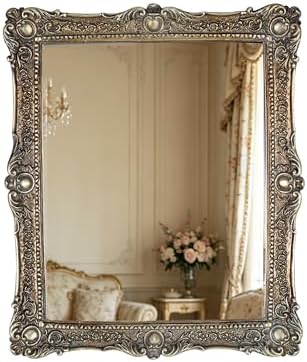 OIGUMR Wall Mirror, Freestanding or Wall Mount, Antique Gold, 10x12 inch by OIGUMR