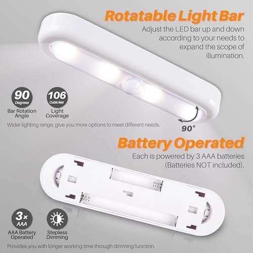 STAR-SPANGLED 7” Dimmable LED Stick on Push Tap Lights AAA Battery, 3 Pack - Image 4