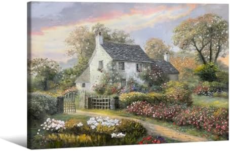 French Country Oil Painting Wall Art Farmhouse Cottage Garden Posters 12x16 by Haitunone