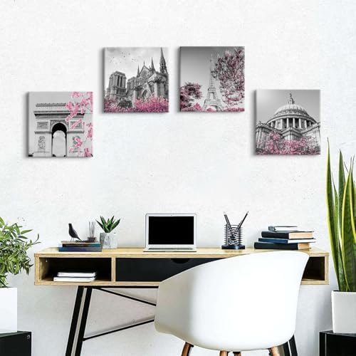 BL BORLINART Paris Wall Art Pink Room Decor Black and White Eiffel Tower - Image 6