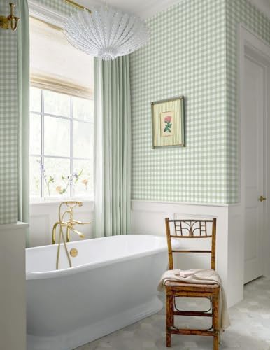 Heroad Green Peel and Stick Wallpaper Gingham Checkered Contact Paper Boho - Image 4