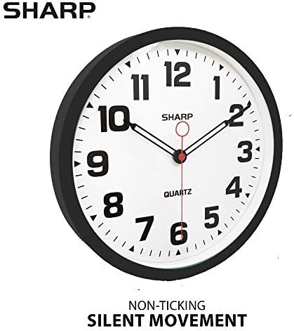 SHARP Matte Black Wall Clock 12" Inch Silent Non-Ticking Modern Stylish Quartz - Image 2