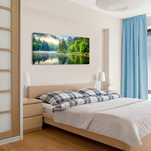 Lasdel Beautiful Lakeside Forest Landscape Wall Art - Image 7