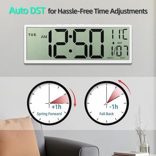 Digital Wall Clock Battery Operated, Large Number - Image 5
