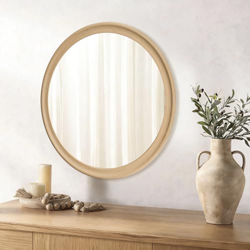Round Wall Mirrors 24 Inch, Natural Bathroom Mirror - Image 3