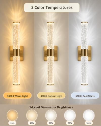 Battery Operated Wall Sconces Set of Two, Dimmable Wall Lights - Image 2