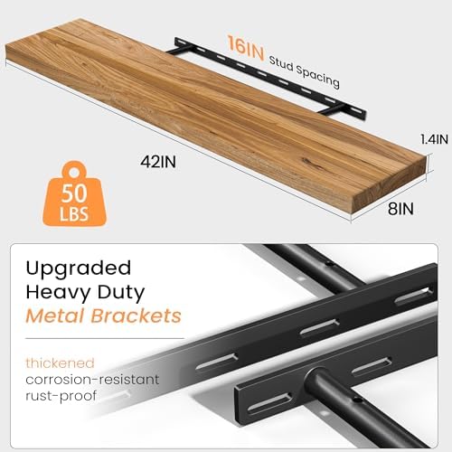 Floating Shelves for Wall, Farmhouse Wooden Shelf for Living Room, Bathroom and - Image 3