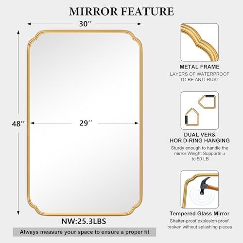 Ferytange 30"x48" Gold Bathroom Mirror - Image 5
