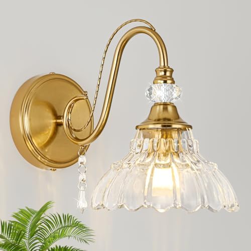 1 Piece Vintage Wall Sconce, 1-Light Brushed Gold Finish Wall Sconce by Unknown