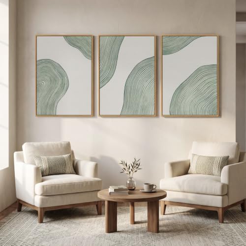 Large Framed Sage Green Abstract Wall Art - Image 3