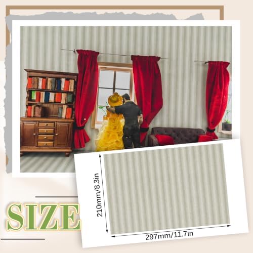 Flutesan 12 Pcs Miniature Dollhouse Wallpaper, Vintage Stripes - Image 2