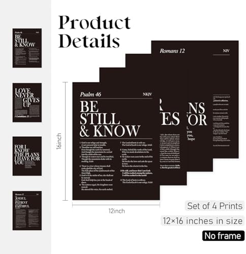 Locomiss Black and White Christian Jesus Scripture Wall Art Decor - Image 2