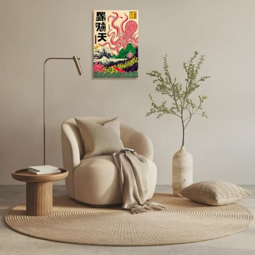 Wframed Giant Octopus Japanese Myth Canvas Wall Art 24x36in - Image 7
