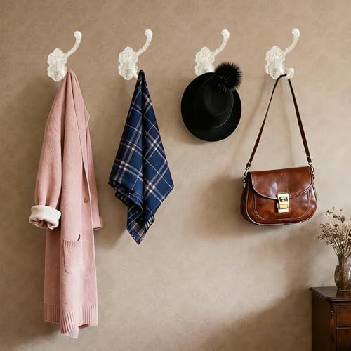 4 Pcs White Coat Hooks Wall Mount, Matte Metal Hat Hooks - Image 7