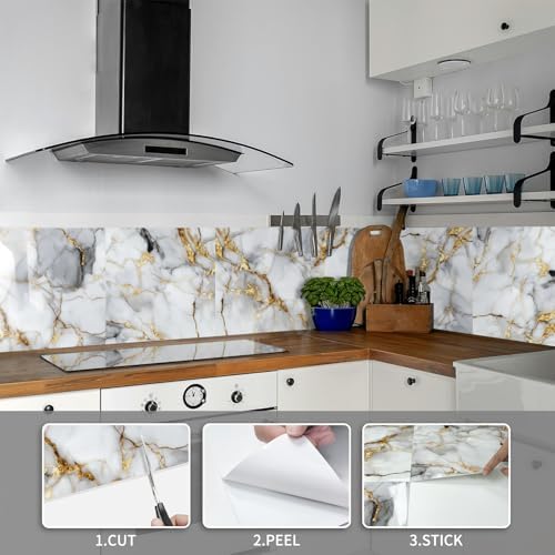 10 Sheets Marble Peel and Stick Backsplash Tile, Living Room - Image 2