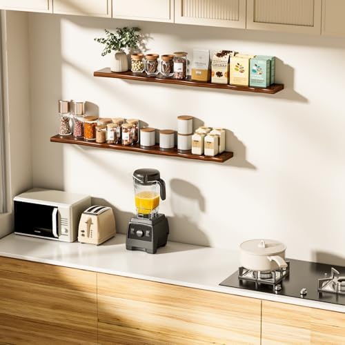 Organic Wavy Edge Floating Shelves, Hidden Brackets, 1 Pack 55 in - Image 4
