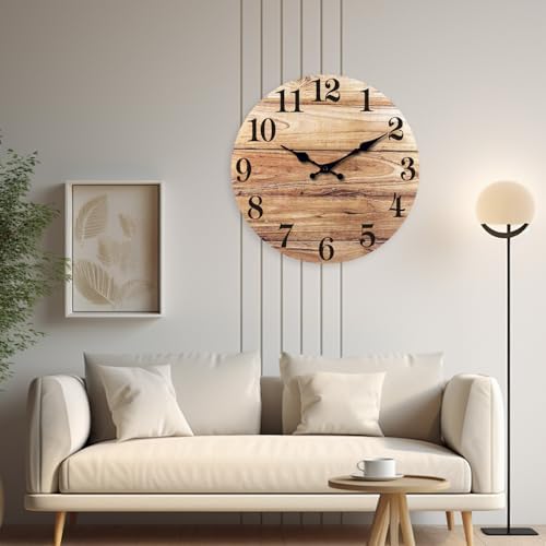 XNM 24 Inch Wood Farmhouse Wall Clocks Battery Operated - Image 3