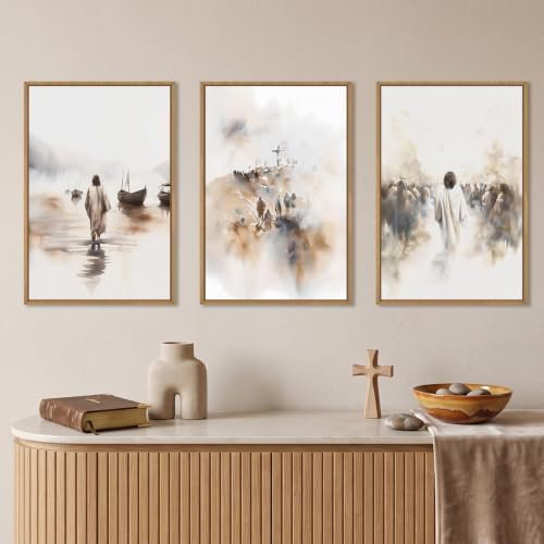 Large Jesus Christian Framed Canvas Wall Art -16"x24"x3 - Image 2
