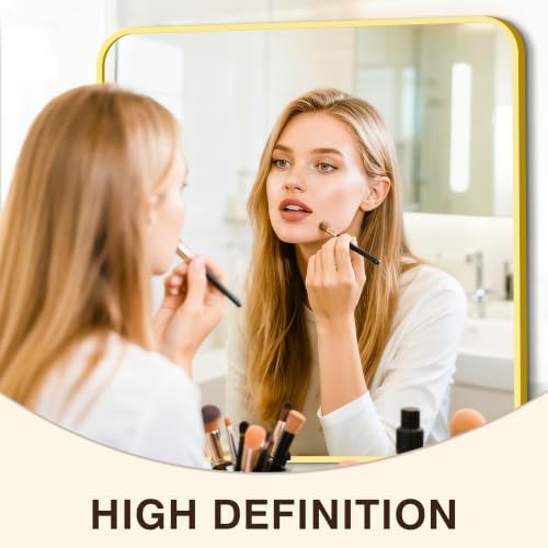 Vanity Bathroom Mirror, 30”x30” Gold Bathroom Mirror - Image 3