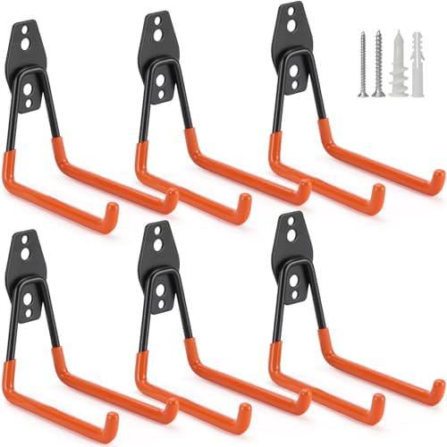 6 Pack Garage Hooks Heavy Duty Storage Organizer Wall Mount Power and Garden by LUPYJI