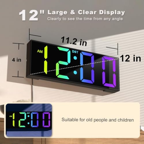 JALL 12'' Digital Wall Clock Large LED Display, Wall Clock - Image 2