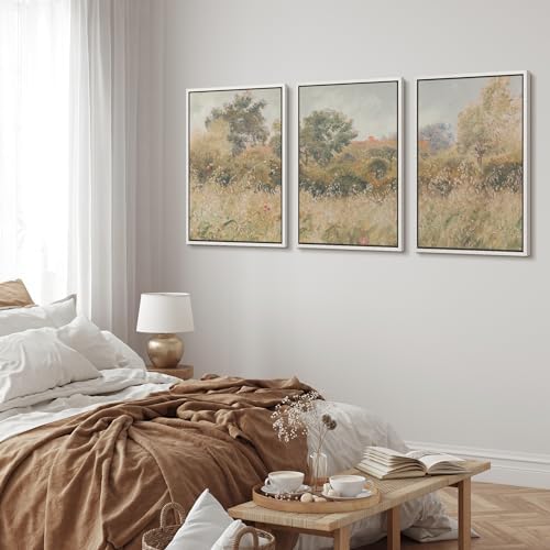 MUDECOR Framed Wall Art Print Set Pastoral Meadow and Tree Landscape - Image 3
