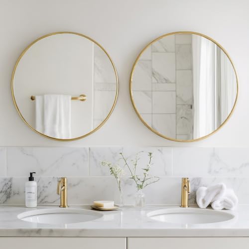 Sunniry Gold Round Mirror 20 inch, 2 Pack Circle Mirror, Brushed Metal Frame - Image 4