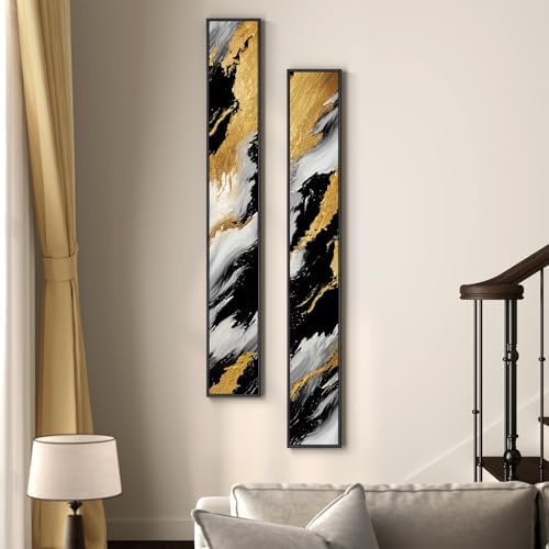 Large Framed Neutral Abstract Vertical Wall Art Decor - Image 2