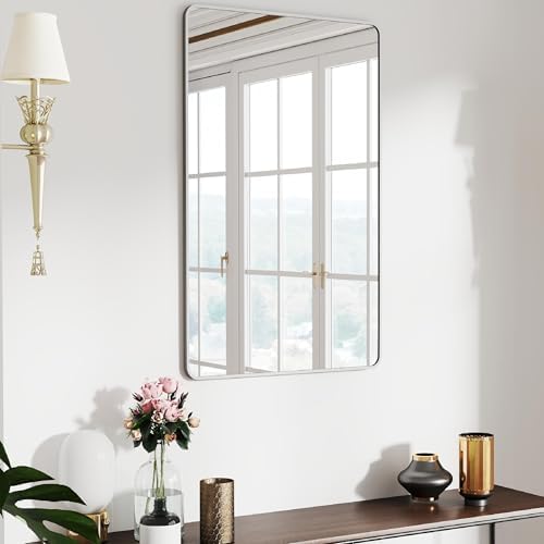 36x24 Bathroom Mirror Rect Wall Mounted Aluminum Metal Frame Silver - Image 7
