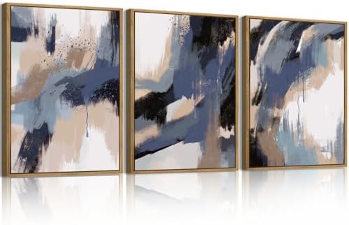 BINCUE Blue Neutral Wall Art Modern Abstract Artwork by BINCUE