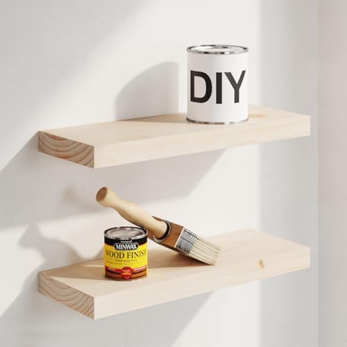 Homeforia 16 Inch DIY Floating Shelves, High-End Solid Pine Wood by Homeforia