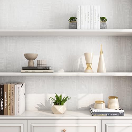FunStick 16"x240" Minimalist Grey White Peel and Stick Wallpaper Textured Grass - Image 5