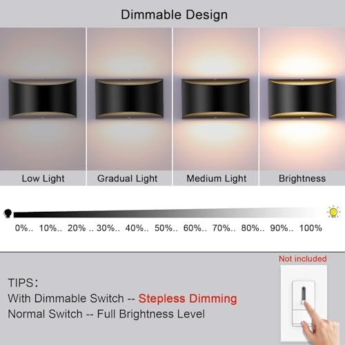 Lightess LED Wall Sconce Light Black - Image 2