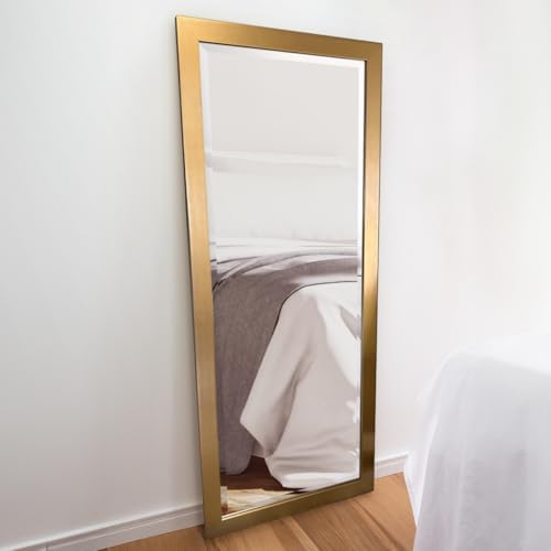 Renditions Gallery Full Length Mirror Shiny Gold Wood Frame Full Body Wall - Image 4