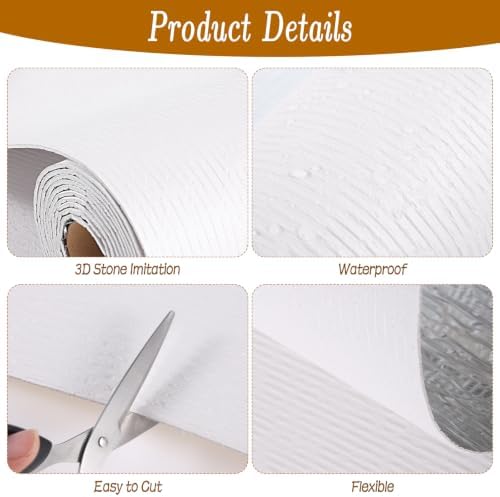 Peel and Stick Faux Stone Wall Panels 2 Rolls 15.75 x 118 in Waterproof - Image 3