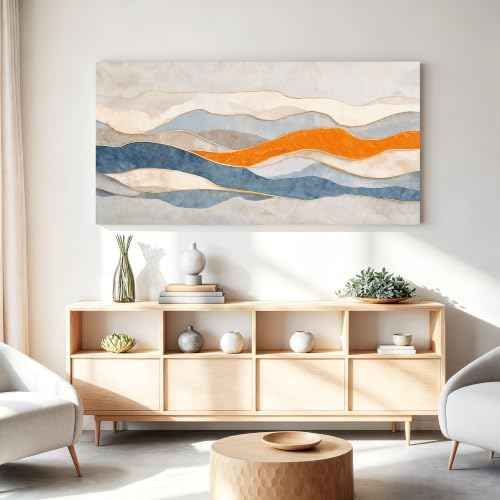 Tsomzxng Large Blue And White Abstract Wall Art - Image 2
