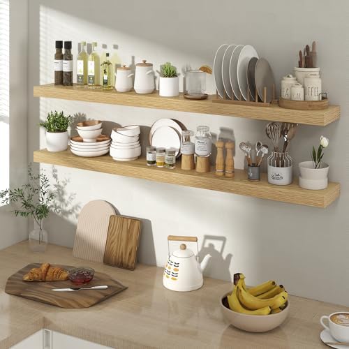 Acovy 48 Inch Floating Shelves for Wall 2 Pack, Wall Mounted Floating Shelf - Image 2