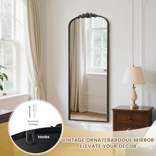 WallBeyond Arched Full Length Mirror Wall Mounted, 21x56 Inch Black Antique - Image 6