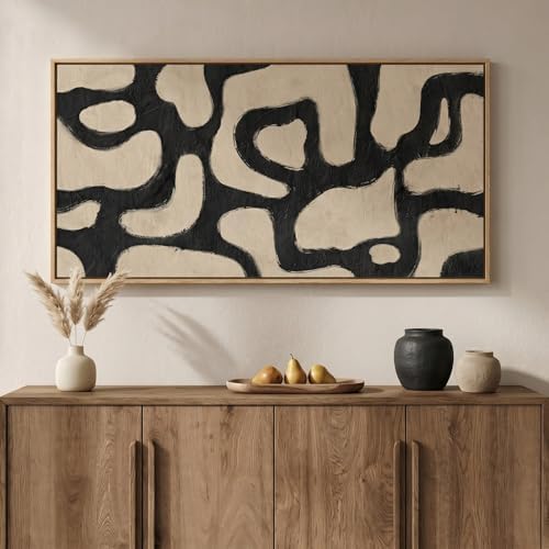 Large Framed Modern Abstract Horizontal Wall Art by MXART