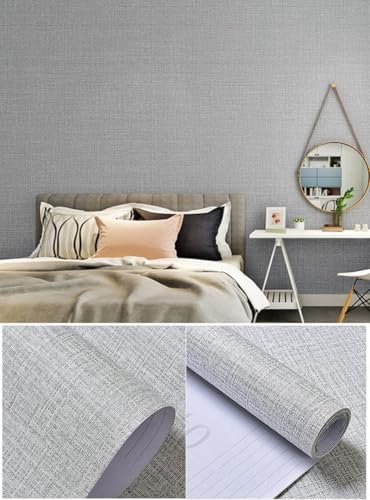 Gray Grasscloth Peel and Stick Wallpaper Self Adhesive 17.8"x118" - Image 6