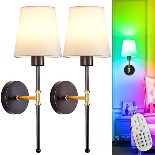 Depuley Battery Operated Wall Sconce: Set of 2 19.99" Wireless Wall Lights by Depuley