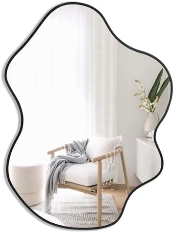 Black Irregular Bathroom 22 x 30 Inch Mirror by WIOWUR
