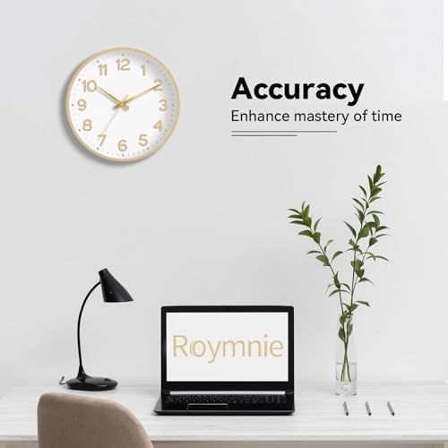 Roymnie 12 Inch Wall Clock Battery Operated Silent Non Ticking Analog - Image 7