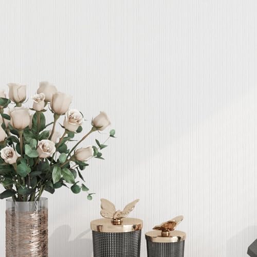YENHOME 17.7"X200" White Grasscloth Peel and Stick Wallpaper Textured Wallpaper - Image 2