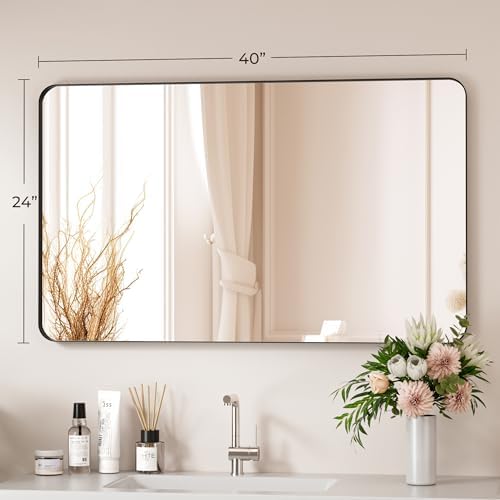 Black Bathroom Mirror 40X24 Inch Bathroom Vanity Mirror - Image 5
