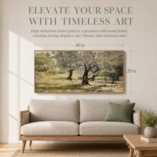 DJSYLIFE Large Framed Wall Art, Vintage Olive Grove Landscape, 20x40 Inch - Image 2