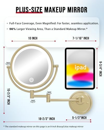 10" Brass Wall Mount Magnifying Mirror - Image 5