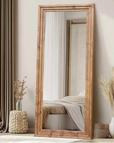 71x30in Full Length Mirror, 3-Tier Stepped Solid Wood Frame - Image 6