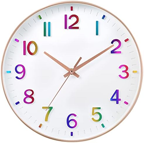 HZDHCLH 12 Inch Silent Wall Clock Battery Operated Non Ticking Colorful by HZDHCLH